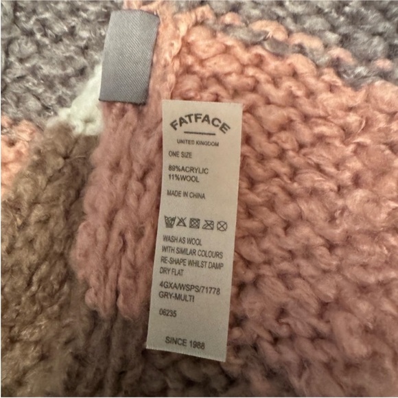 Fat Face Women’s Knit Mittens and Scarf Set - Pink, Gray, Cream OS - Picture 8 of 8
